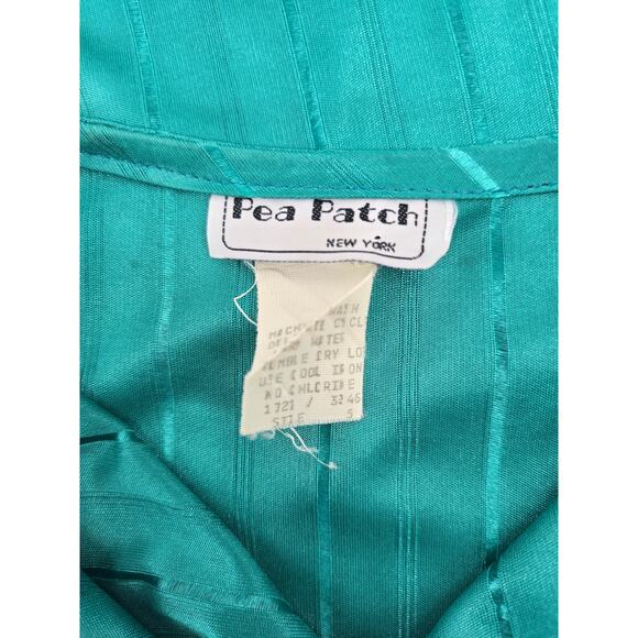 Vintage 1970's/1980's Pea Patch Jade Green Satin Draped Neck Dress - Picture 4 of 4